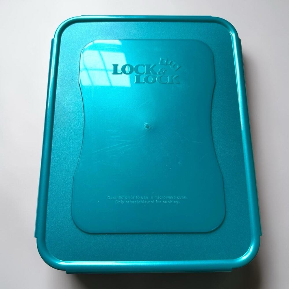 Lock & Lock Food Storage Divided Container Teal Airtight 91oz Rectangle Prep